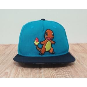 Pokemon Charmander Snapback Hat Youth Cap Blue Turquoise One Size Ajustable